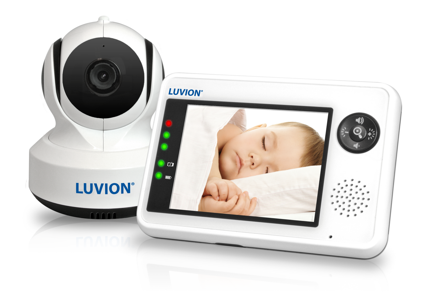 Luvion Essential Bestselgende babycall med kamera i Nederland, 3,5" LCD fargeskjerm, 250 m rekkevidde frisikt