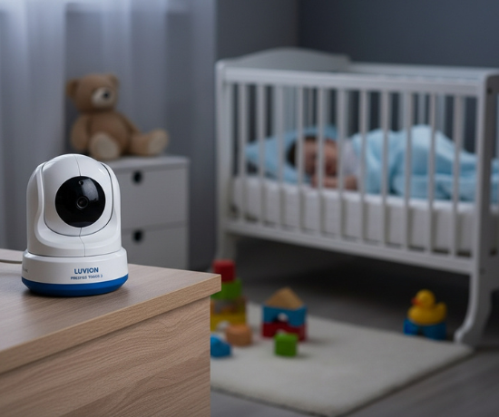 Luvion babycall kamera plassert på barnerommet