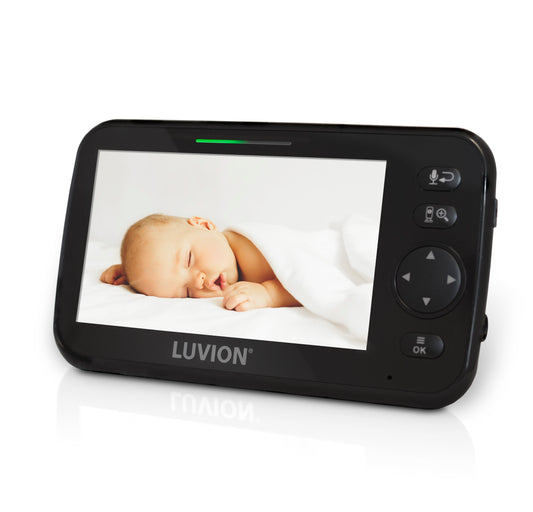 Luvion Icon Deluxe Black Edition Babycall med kamera, 5" LCD fargeskjerm, 300 m rekkevidde frisikt.